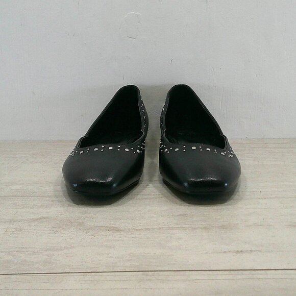 Naturalizer Black Leather D'Orsay Square Toe Studded Cody 3 Ballet Flats SZ 7.5 - Picture 2 of 12